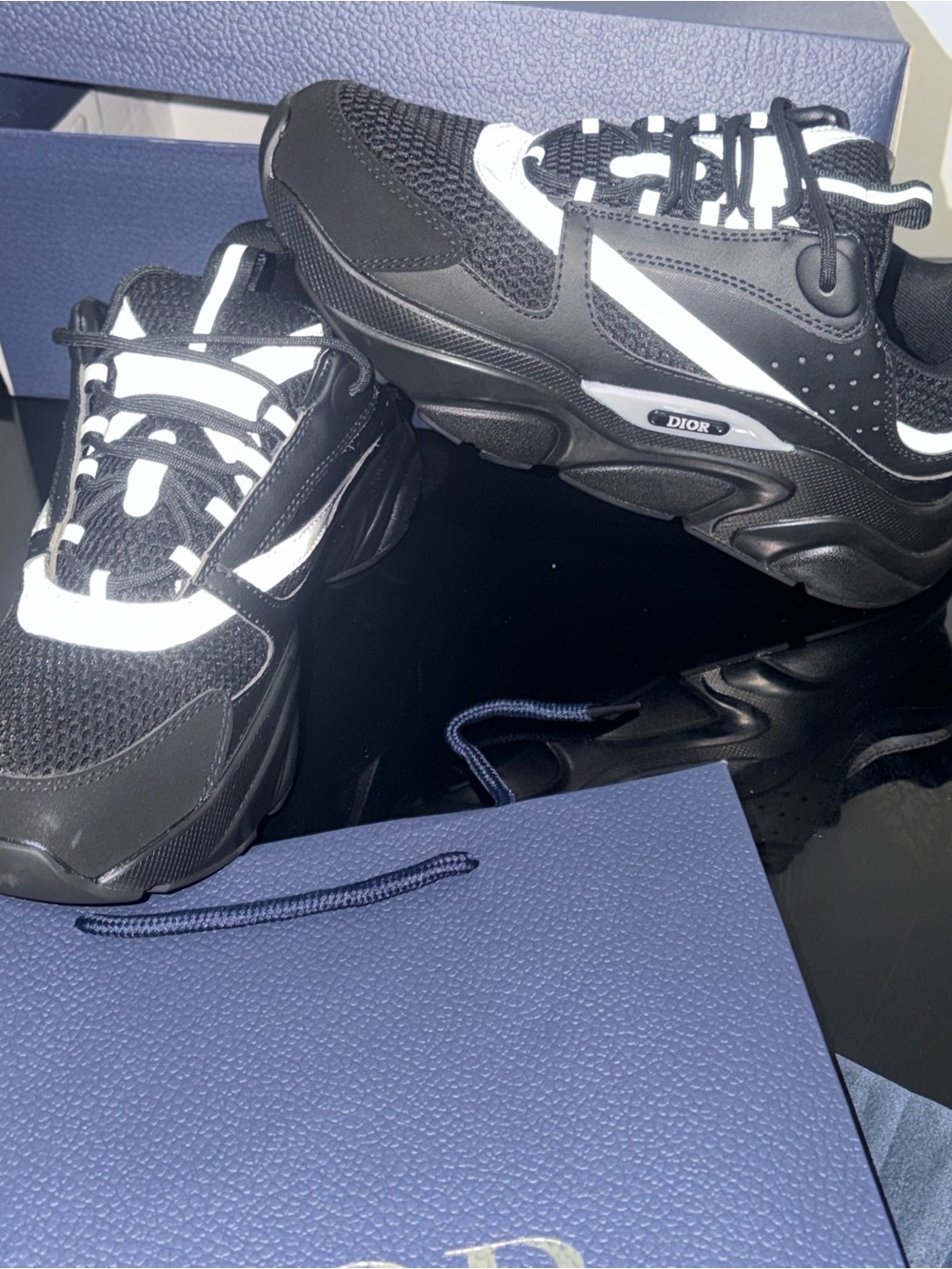 Dior Black and White Men's Runner Sneakers
